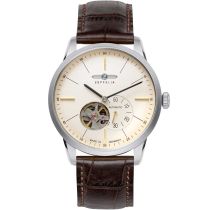 Zeppelin 7364-5 Flatline Automatico Open Heart 40mm Reloj Hombre 