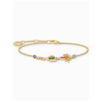 Thomas Sabo A2150-488-7-L19V Pulsera chapada en oro con palmera cactus y piedras de colores