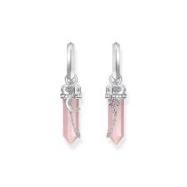 Thomas Sabo CR722-643-9 Pendientes de aro de plata con colgante de cristal rosa y símbolos Señoras