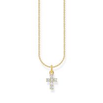 Thomas Sabo KE2226-414-14-L45V Collar dorado con colgante de cruz y circonita 38-45 cm para señora