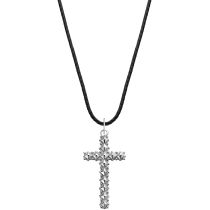 Rebel & Rose NL028-S-70 Studded Cross Black Unisexo Collar 70cm