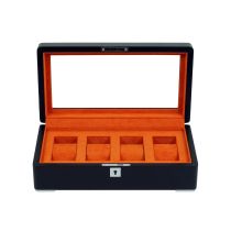 Rothenschild RS-3420-4-BL-ORA Caja de relojes Negro [4] Con terciopelo naranja