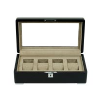 Rothenschild RS-3420-4-BL-TAN Caja de relojes Negro [4] Con terciopelo beige