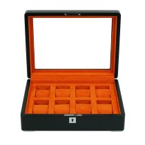 Rothenschild RS-3420-8-BL-ORA Caja de relojes Negro [8] Con terciopelo naranja