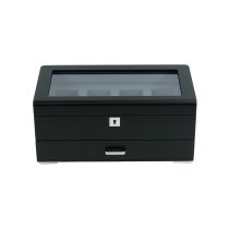 Rothenschild RS-3421-4-BL-CHA Caja de relojes Negro [4] Con terciopelo gris + Cajón
