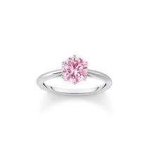 Thomas Sabo TR2474-051-9-56 Anillo de plata con piedra rosa talla brillante Señoras