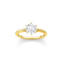 Thomas Sabo TR2474-414-14-54 Anillo dorado con piedra blanca talla brillante para mujer