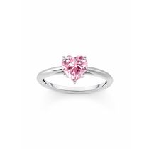 Thomas Sabo TR2476-051-9-56 Anillo de plata con piedra rosa en forma de corazón para señora