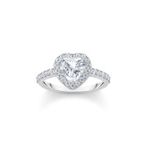 Thomas Sabo TR2477-051-14-54 Anillo halo de plata en forma de corazón con circonita blanca Señoras