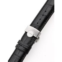Correa de reloj 22 mm negro plata cierre desplegable