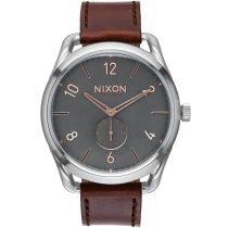 NIXON A465-2064 C45 Cuero Gray rosa Oro 45mm Reloj Hombre 10ATM