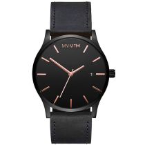 MVMT MM01-BBRGL Clasico negro rosa Cuero 45mm Reloj Hombre 3ATM