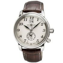 Zeppelin LZ127 7644-5 Reloj de hombre Dual-Time marrón plata 42 mm 
