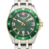 Swiss Alpine Military 7034.1144 Reloj Hombre Sierra bicolor verde 42mm 10ATM
