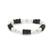 Thomas Sabo A2170-052-11-L15 Pulsera de perlas con 5 osos de oro negro