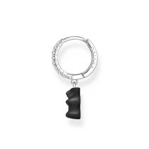 Thomas Sabo CR726-052-11 Pendientes de aro sencillo de plata con colgante de oso de oro negro Mujeres