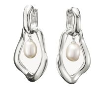 Thomas Sabo H2321-082-14 Pendientes de Aro con Perlen-Colgante Natural Beauty Plata Mujer