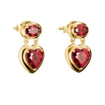 Thomas Sabo H2340-414-10 Pendientes de botón Corazón rojo granate Elyndra Chapado en oro 18,0 mm Mujer