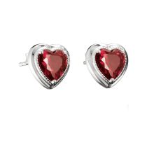 Thomas Sabo H2344-051-10 Pendientes de botón Corazón rojo granate Elyndra Plata 10,5 mm Mujer