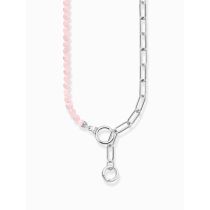 Thomas Sabo KE2193-035-9-L47V Collar plateado con elementos de cadena de eslabones y cuentas rosas, señora