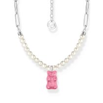 Thomas Sabo KE2207-082-9-L45V Collar de eslabones con perlas y colgante de oso de oro rosa 40-45 cm Pulsera de señora
