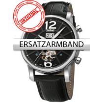 Perigaum Correa de repuesto Cuero P-1111 negro plata cierre 24 mm