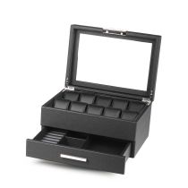 Rothenschild RS-LMWB-10WD Caja para reloj y accesorios de piel artificial [10] negra con cajón