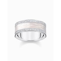 Thomas Sabo TR2446-041-14-56 Anillo banda plata con circonita blanca y esmalte Damas