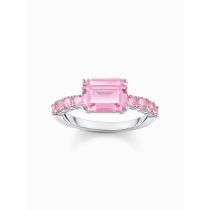 Thomas Sabo TR2451-051-9-54 Anillo solitario de plata con piedras de color rosa para señora