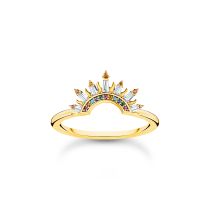 Thomas Sabo TR2456-488-7-56 Anillo dorado con rayos de sol y piedras de colores para mujer