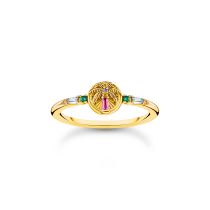 Thomas Sabo TR2457-488-7-56 Anillo dorado con palmera y piedras de colores, señora