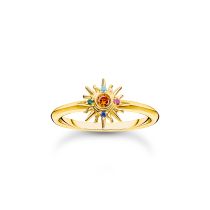 Thomas Sabo TR2458-488-7-56 Anillo dorado con sol y piedras de colores para señora
