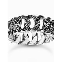 Thomas Sabo TR2501-643-11-64 Anillo unisex - cadena eslabones piedras negras plata