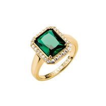 Thomas Sabo TR2508-971-6-56 Anillo con piedra octogonal verde Elyndra Chapado en oro Mujer